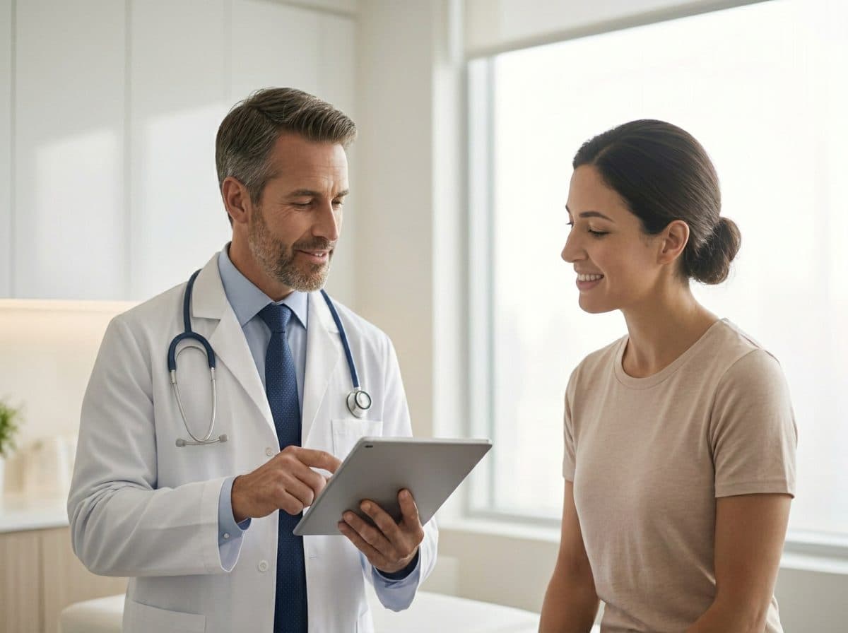 Physician reviewing imaging results with a patient