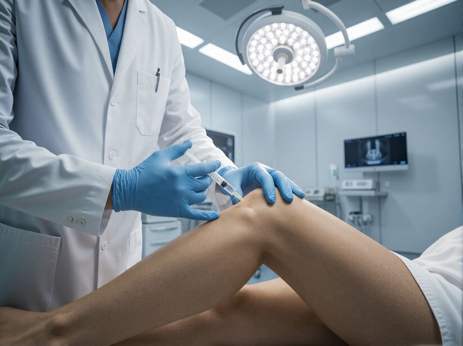 Physician administering a guided regenerative injection